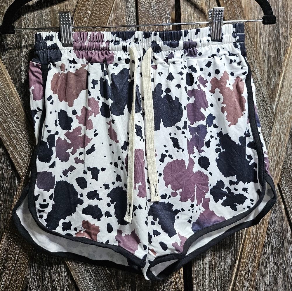 NWT Brown Stylish Women's Cow Print Shorts